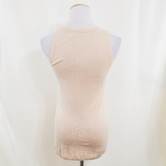 Rhinestone studded skull knit tank top cream metallic gold no size - Picture 2 of 6